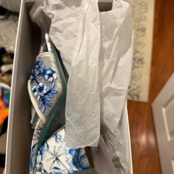 Betsey Johnson Blue Floral Wedges - Picture 2 of 2